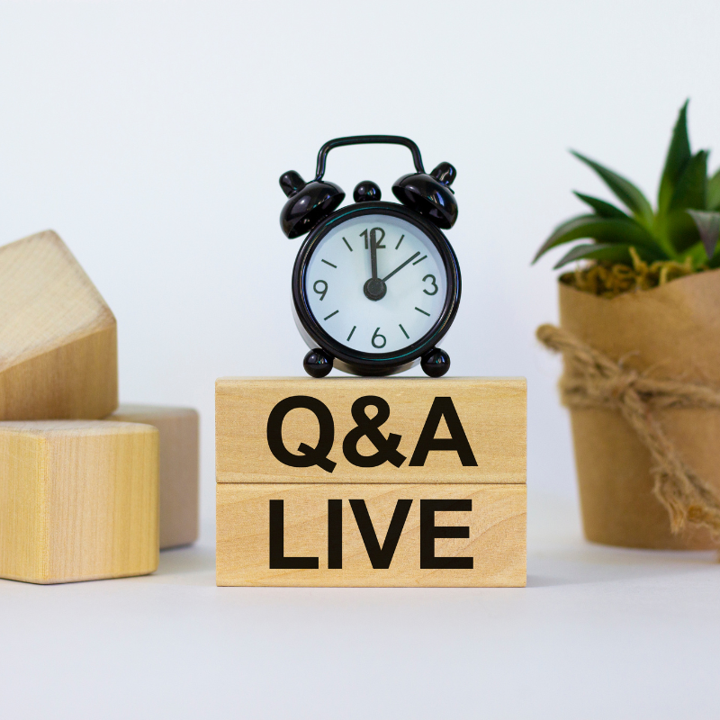 Live Q&A session announcement for membership site engagement.